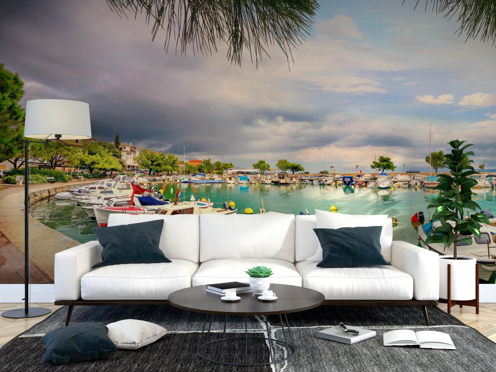 Fototapeta pokojný prístav s plachetnicou