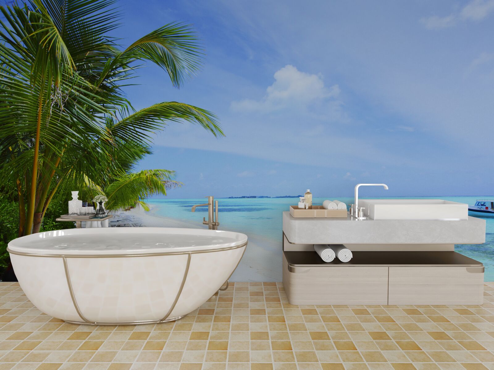 Fototapeta tyrkysové vody pri tropickom pobreží