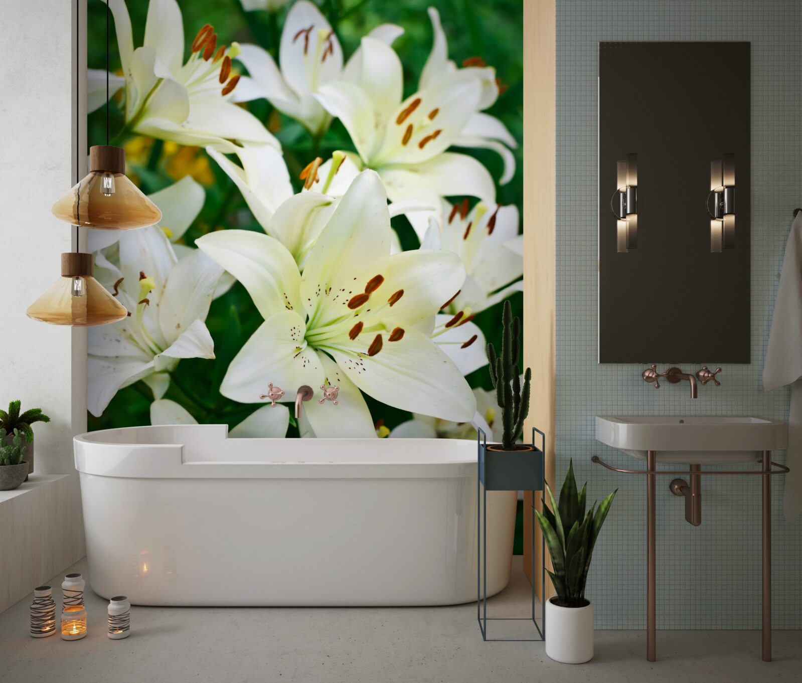 Fototapeta veľké púčiky bielej ľalie