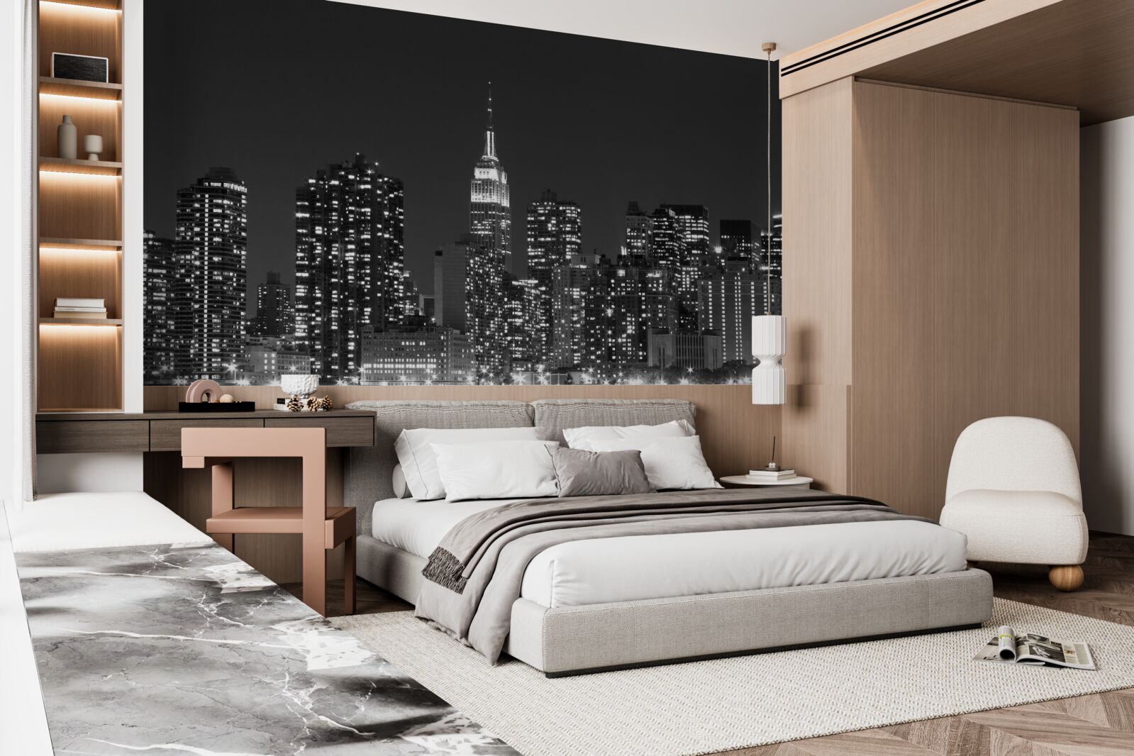 Fototapeta mesto v noci, osvetlené svetlami