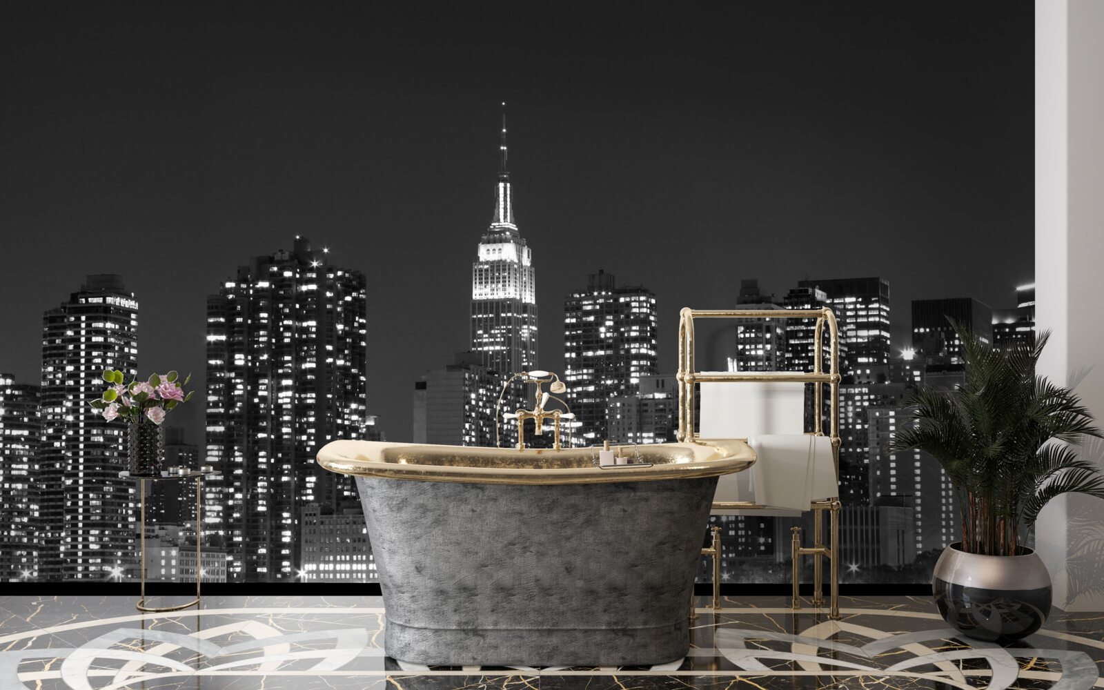 Fototapeta mesto v noci, osvetlené svetlami