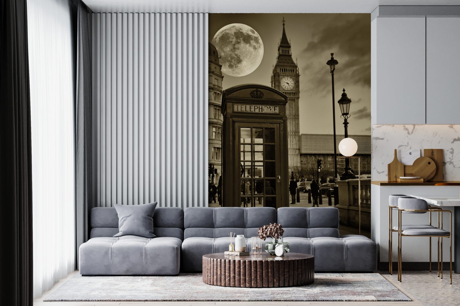 Fototapeta telefónna stanica neďaleko Big Benu