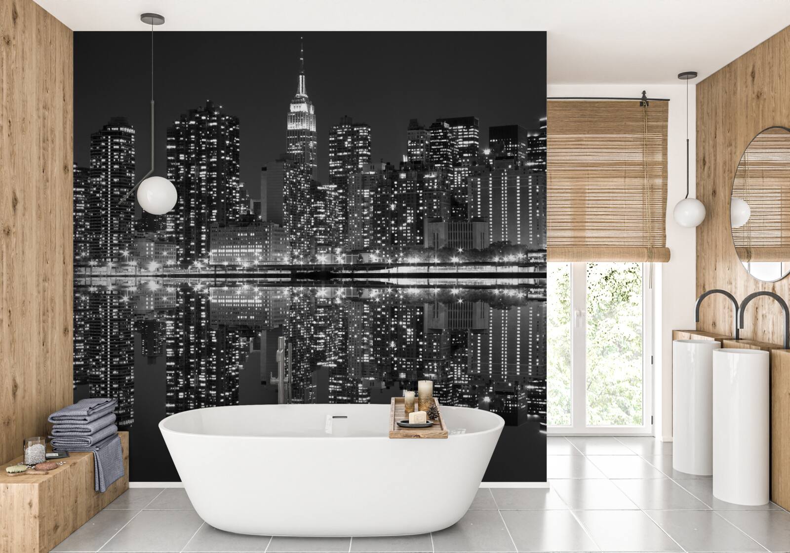 Fototapeta nemôžete vidieť panorámu mesta v odrazoch vody