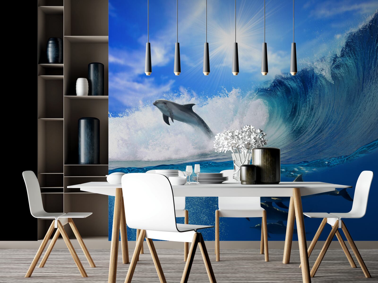 Fototapeta oceánske vody obývané delfínmi