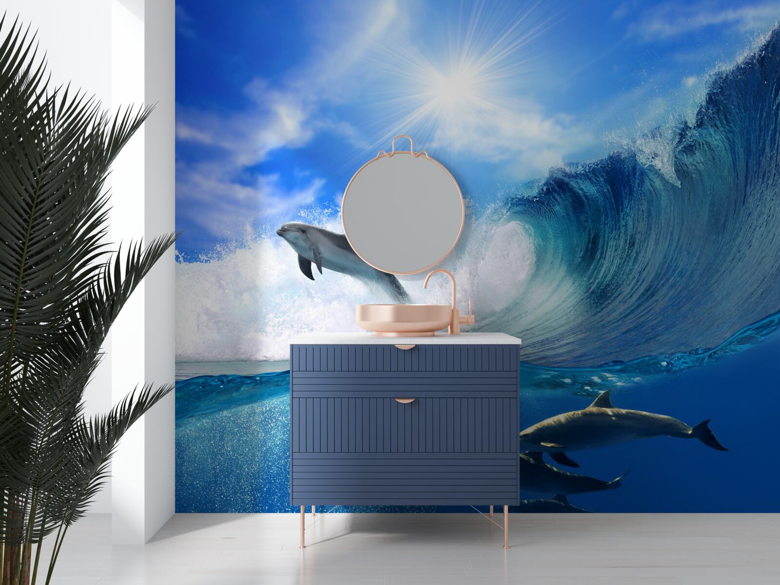 Fototapeta oceánske vody obývané delfínmi