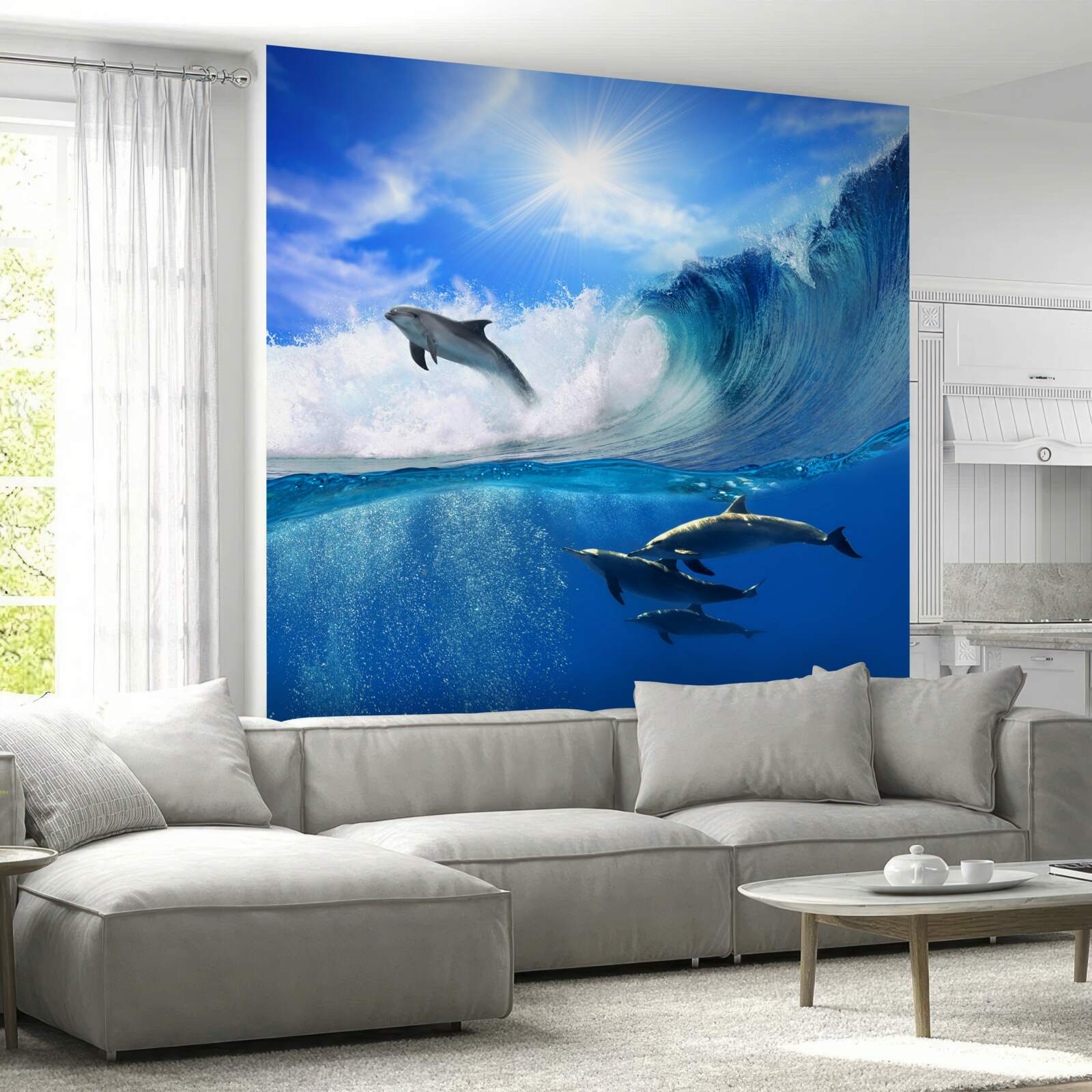 Fototapeta oceánske vody obývané delfínmi