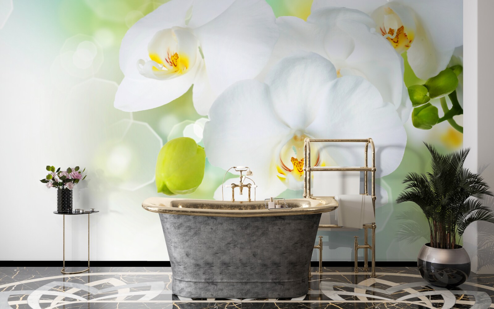 Fototapeta nad Vodou je biela orchidea