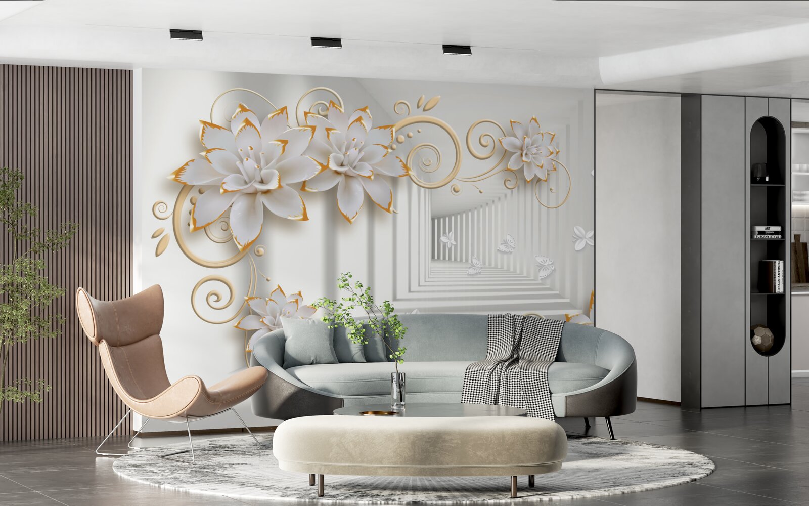 Fototapeta biele lotosy vyžarujú na chodbe nežnosť