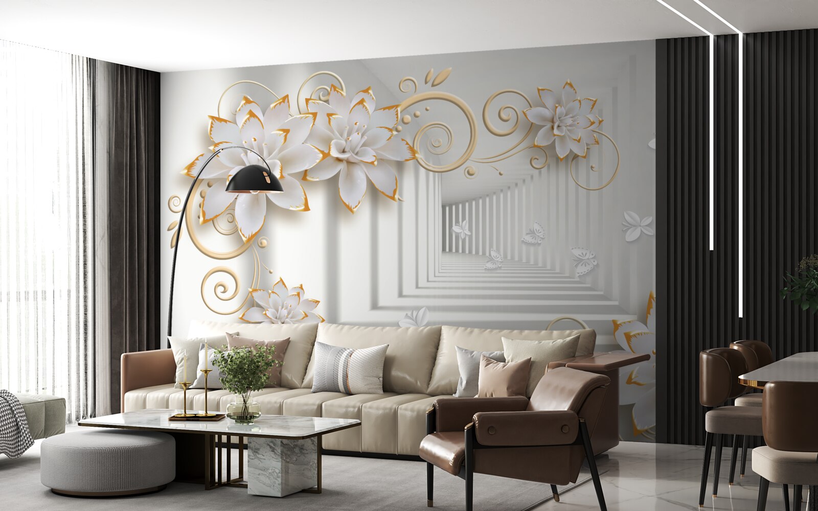 Fototapeta biele lotosy vyžarujú na chodbe nežnosť