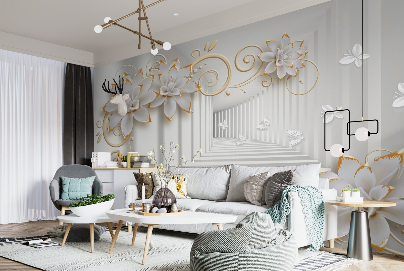 Fototapeta biele lotosy vyžarujú na chodbe nežnosť