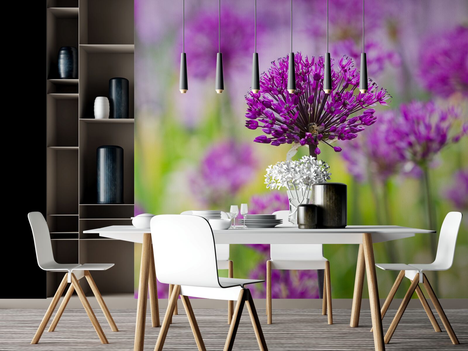 Fototapeta jemné fialové kvety rastúce na medzerách