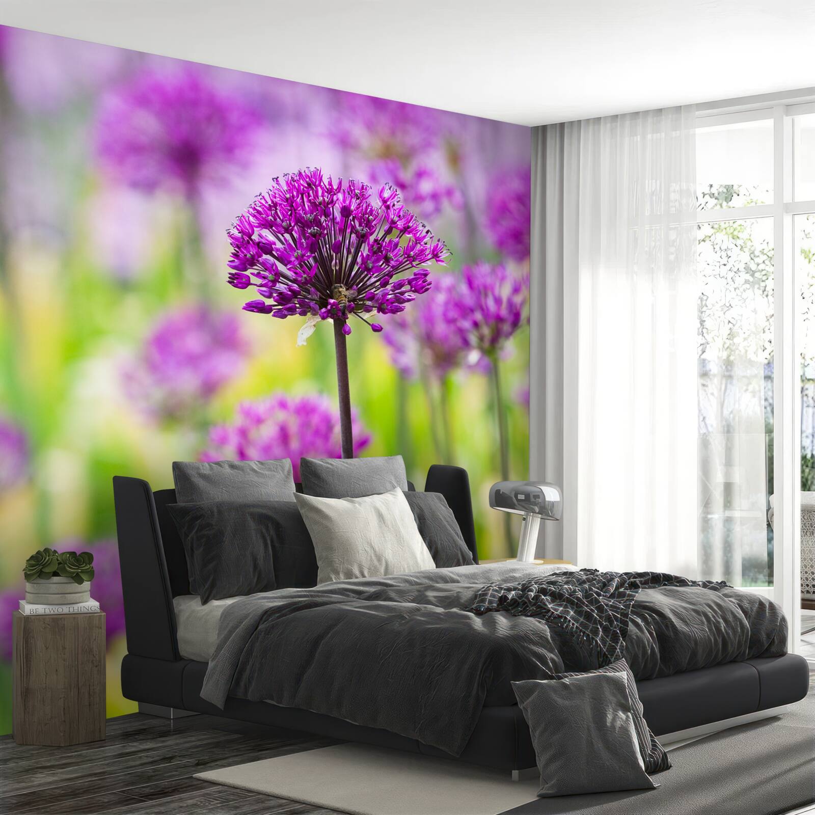 Fototapeta jemné fialové kvety rastúce na medzerách