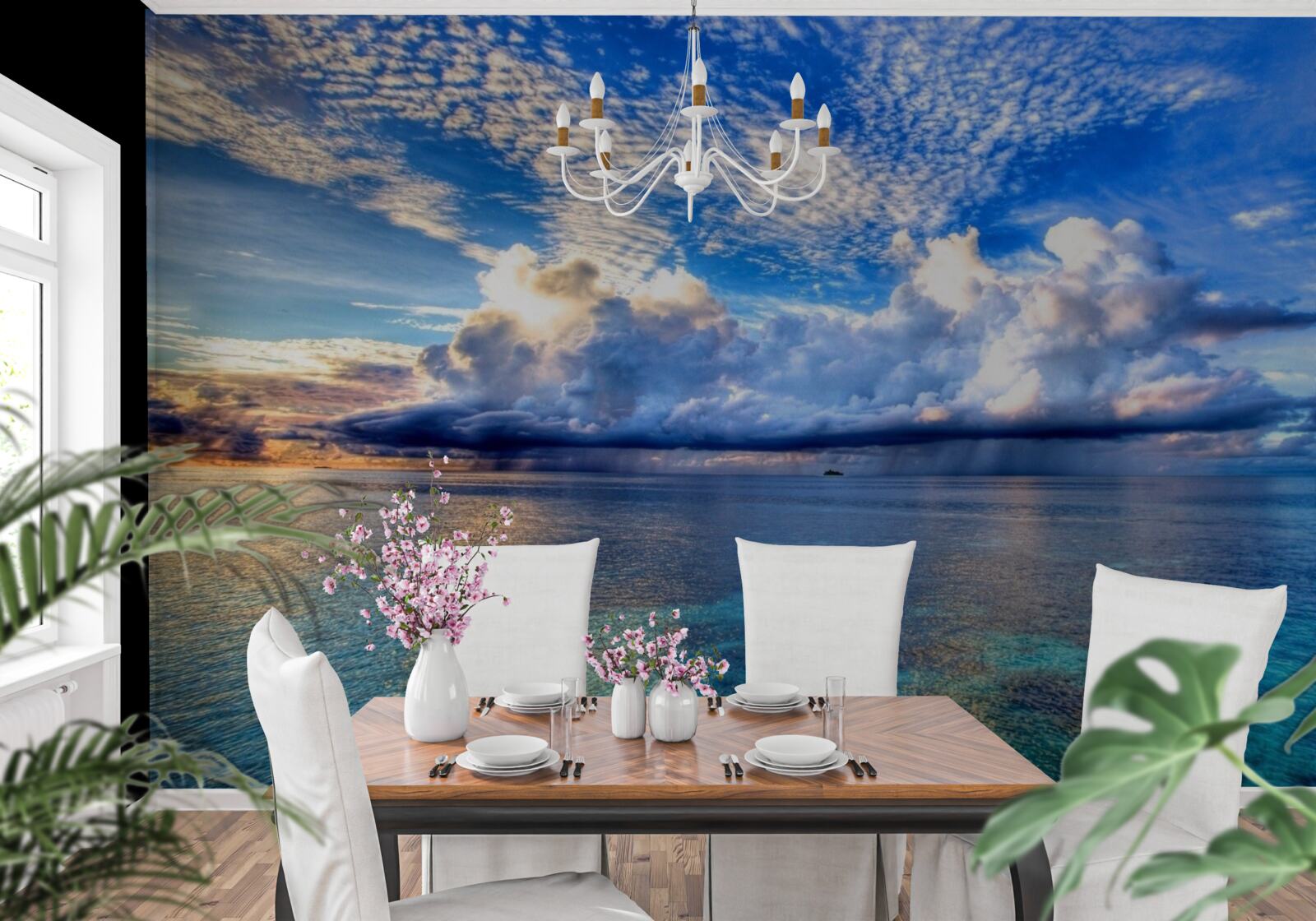 Fototapeta oblaky sa jemne vznášajú nad modrou vodnou hladinou