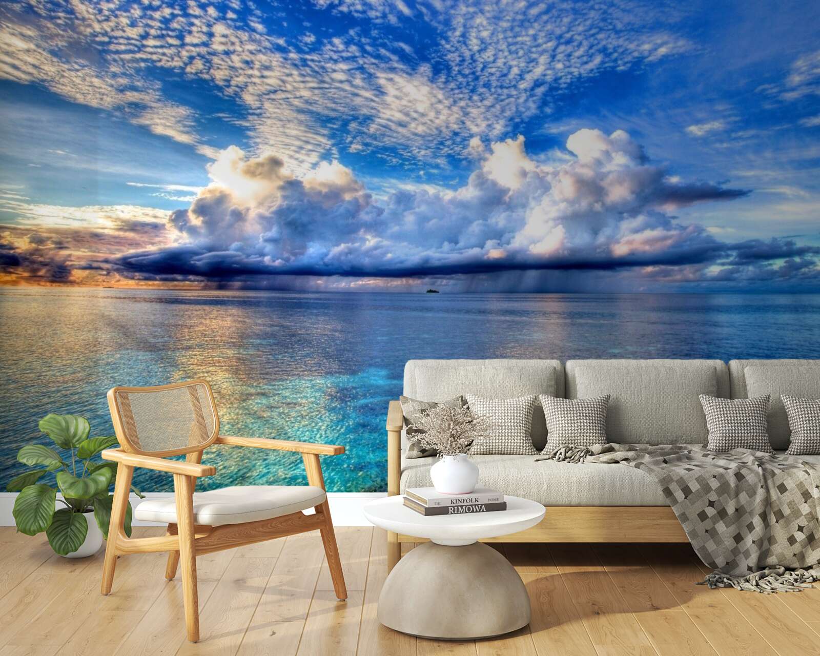 Fototapeta oblaky sa jemne vznášajú nad modrou vodnou hladinou