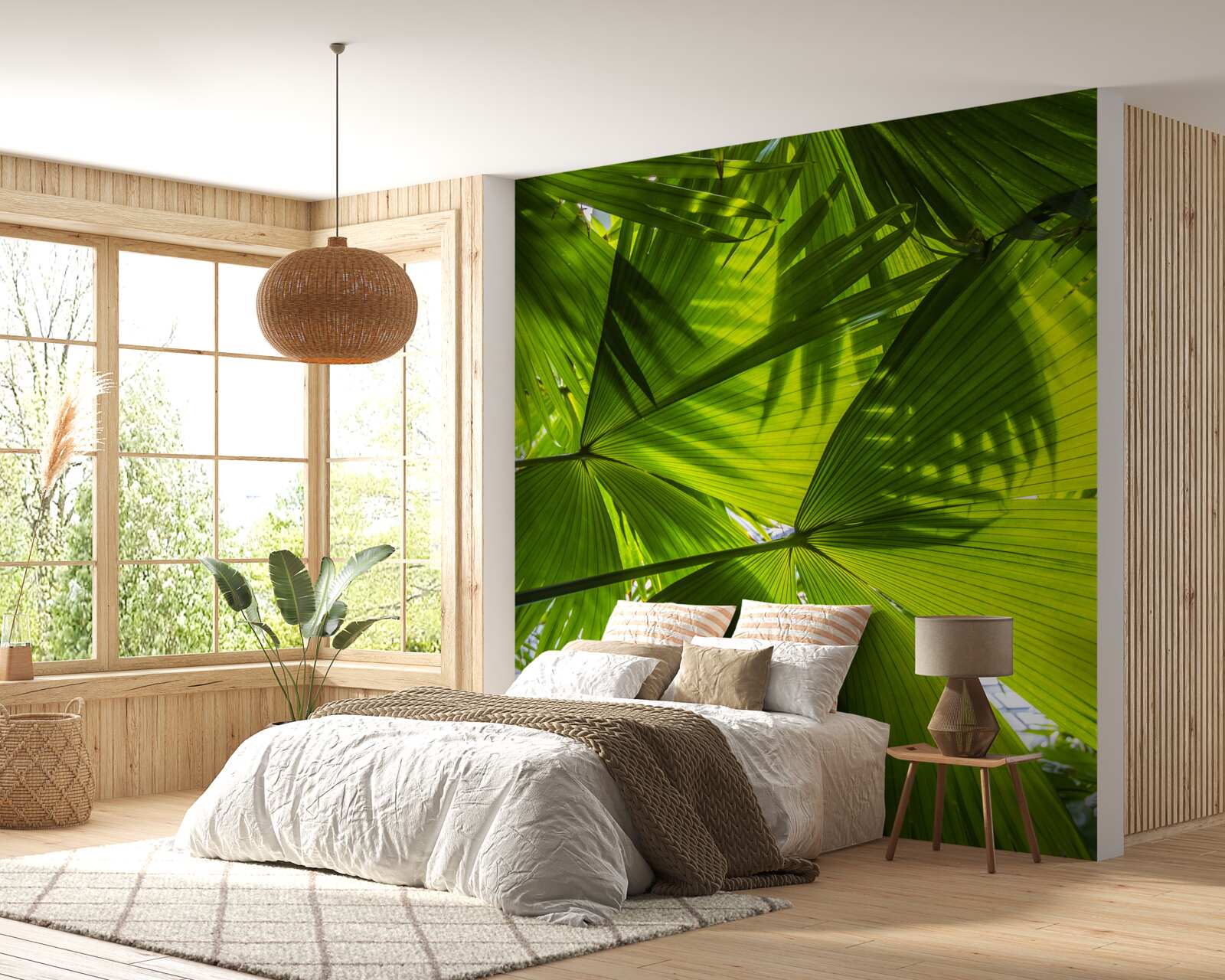 Fototapeta sú pokryté listami papradi