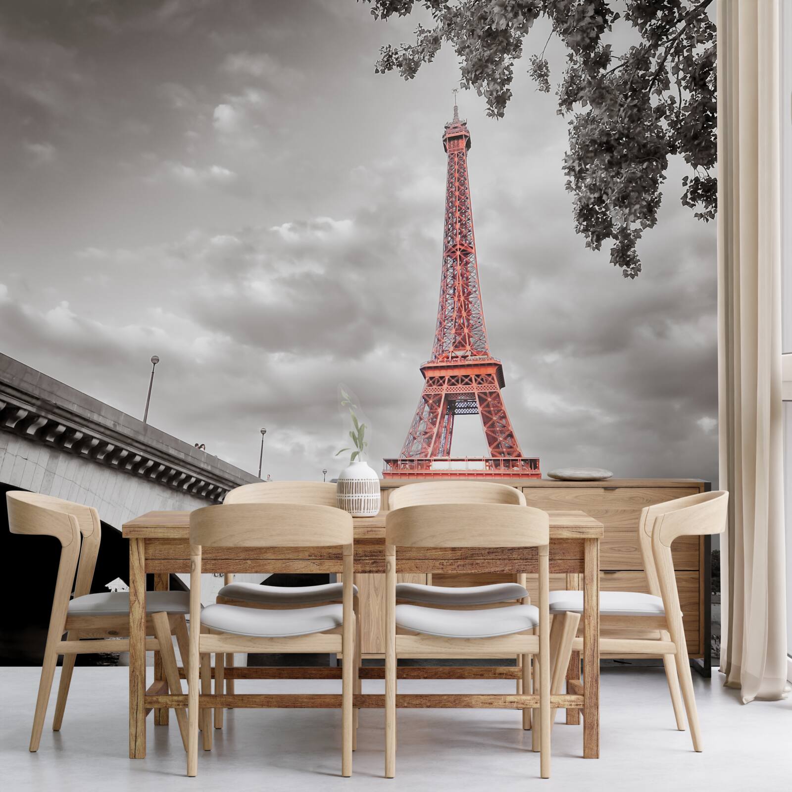 Fototapeta Za starými mostami môžete vidieť Eiffelovu vežu