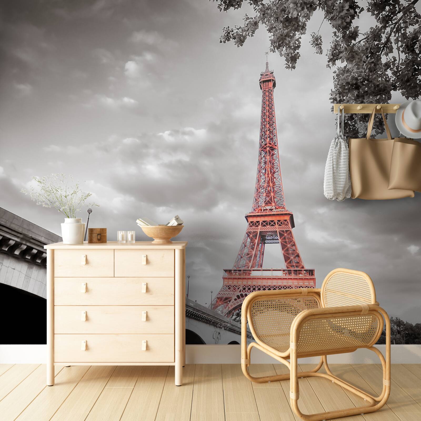 Fototapeta Za starými mostami môžete vidieť Eiffelovu vežu