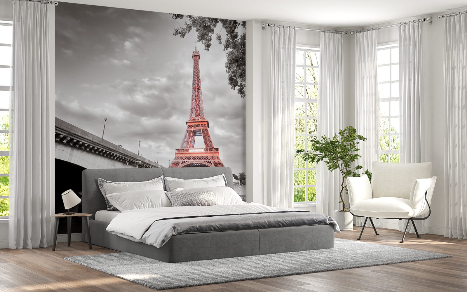 Fototapeta Za starými mostami môžete vidieť Eiffelovu vežu