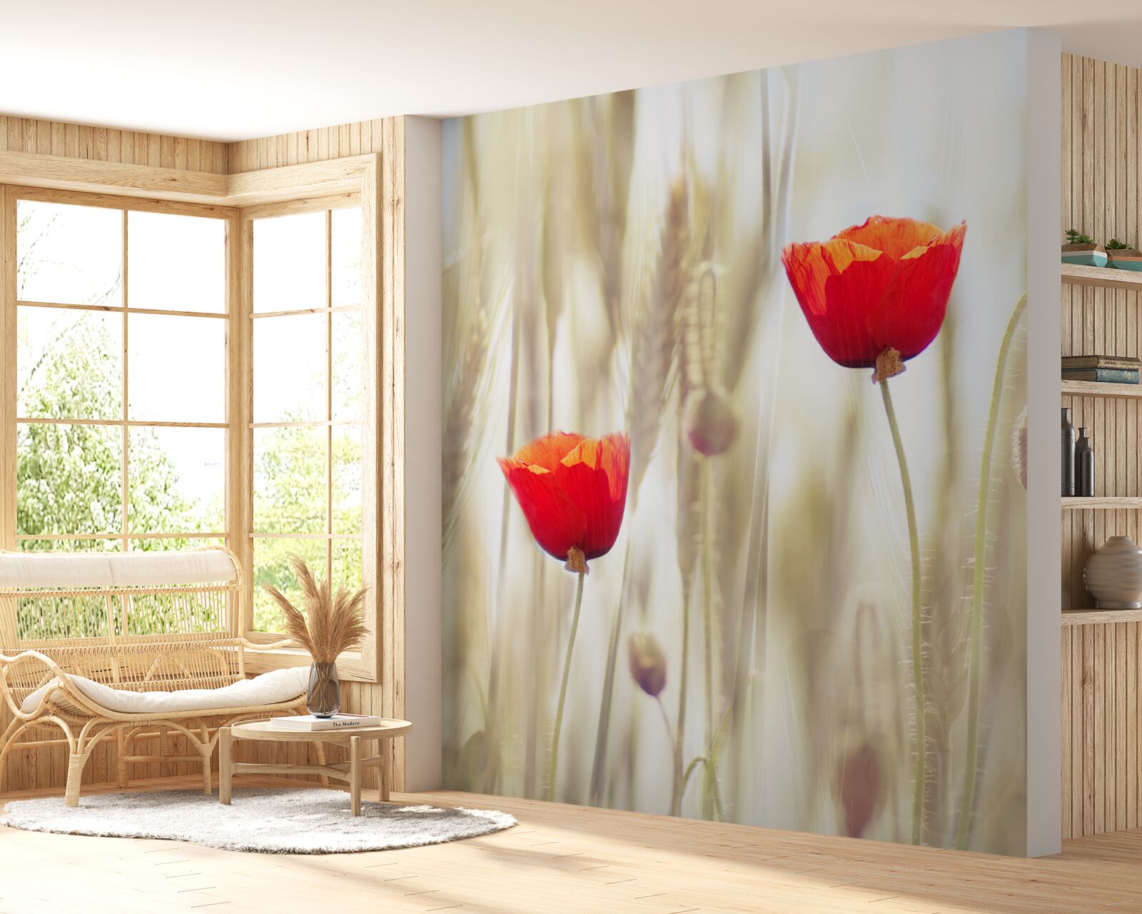 Fototapeta na pšeničnom poli rastú šarlátové maky