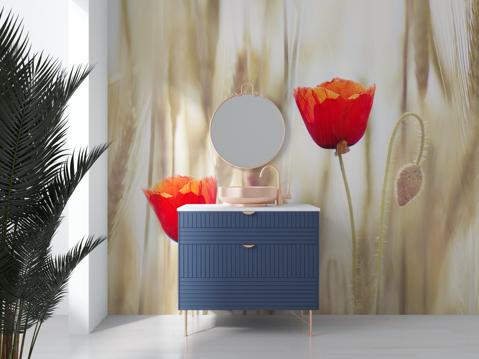 Fototapeta na pšeničnom poli rastú šarlátové maky