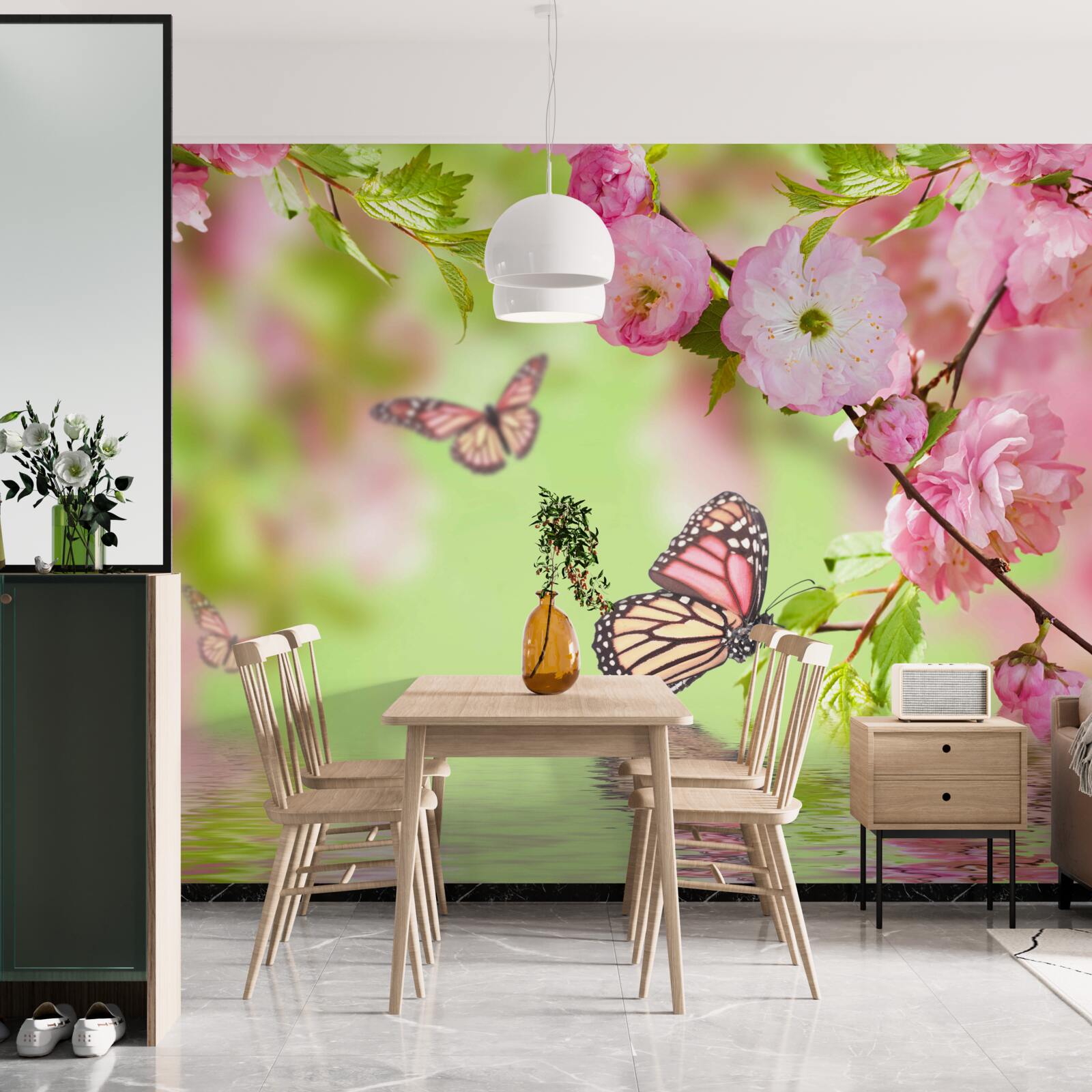 Fototapeta motýľ pristávajú na rozkvitnutom strmom pristávajú pristávajú