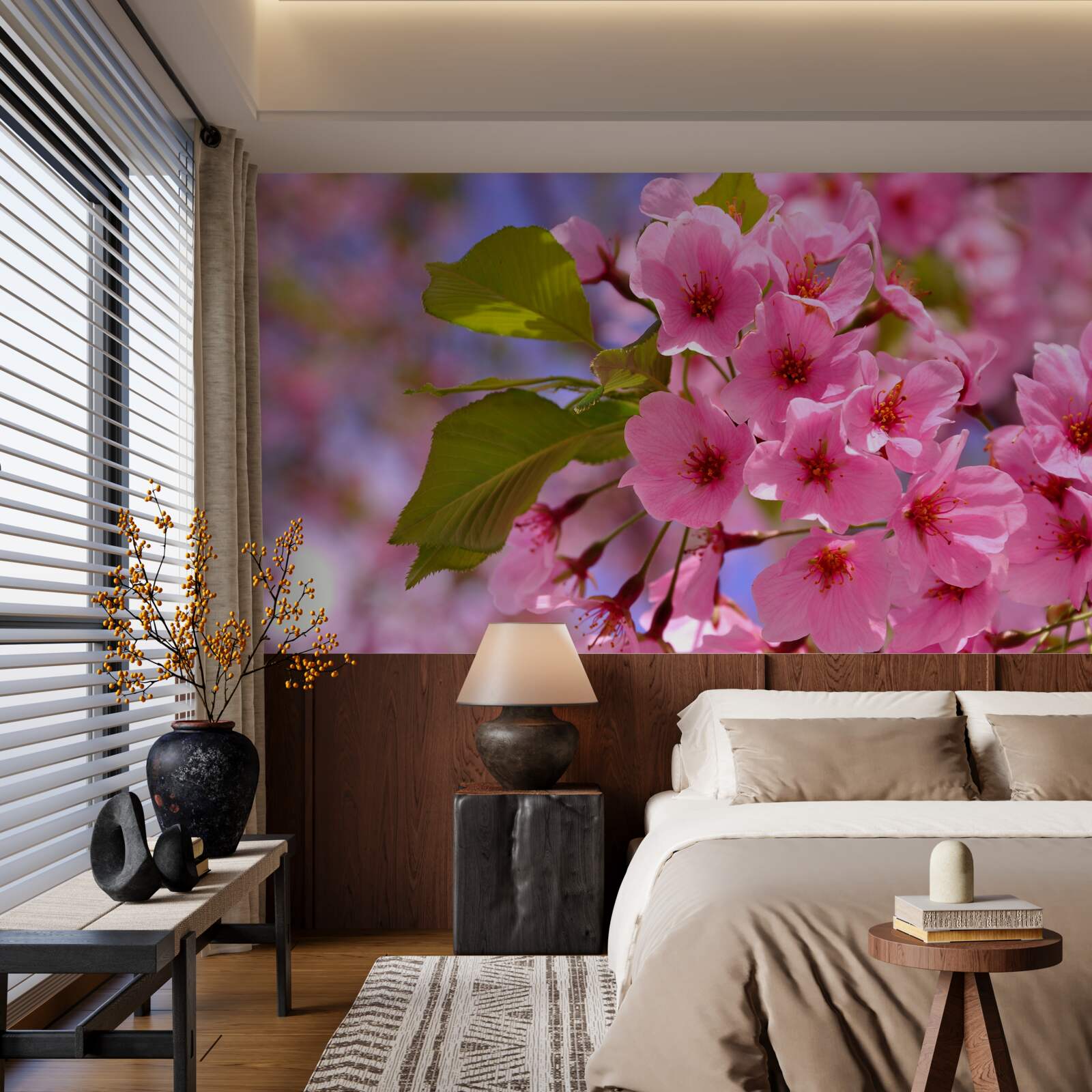 Fototapeta Na rokline kvitnú sakury Veľké puky