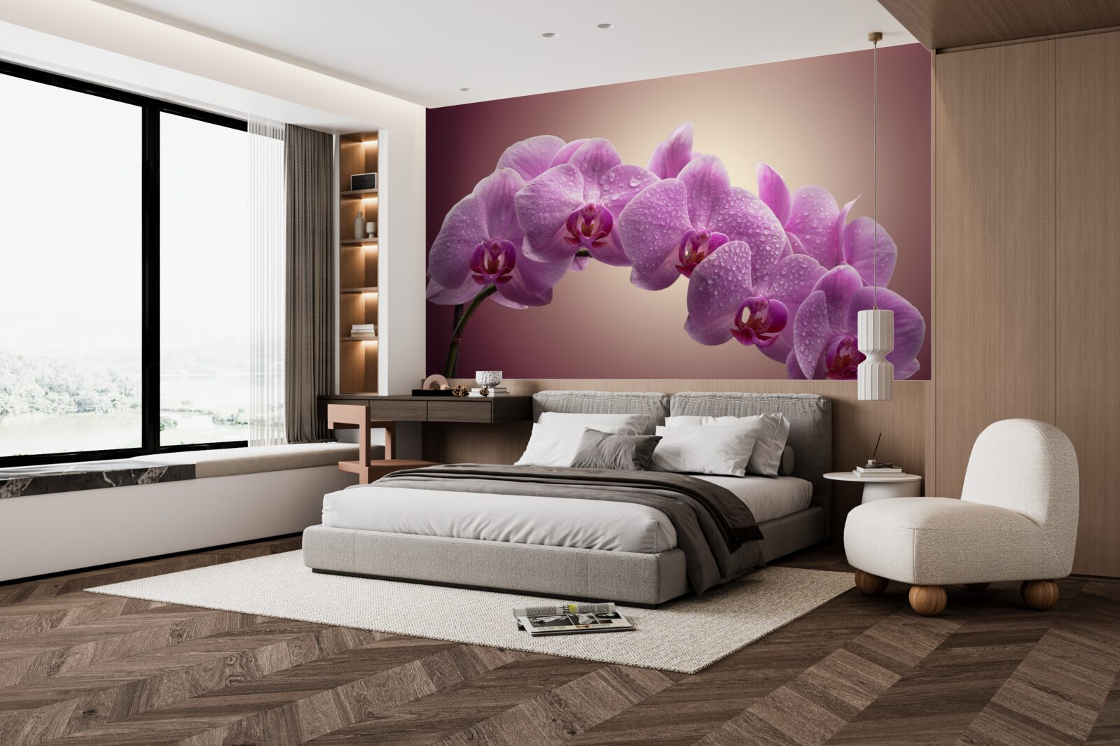 Fototapeta kvitnúca vetva orgovánovej orchidey