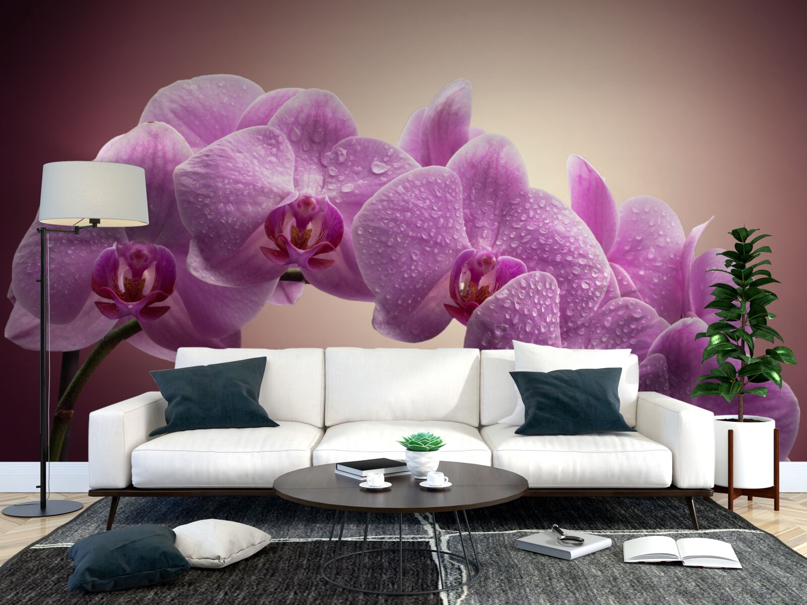 Fototapeta kvitnúca vetva orgovánovej orchidey