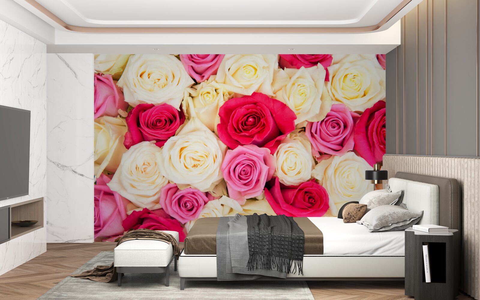 Fototapeta kytica jemných ruží v rôznych prevedeniach