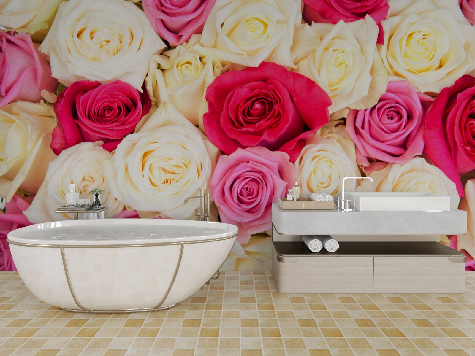 Fototapeta kytica jemných ruží v rôznych prevedeniach