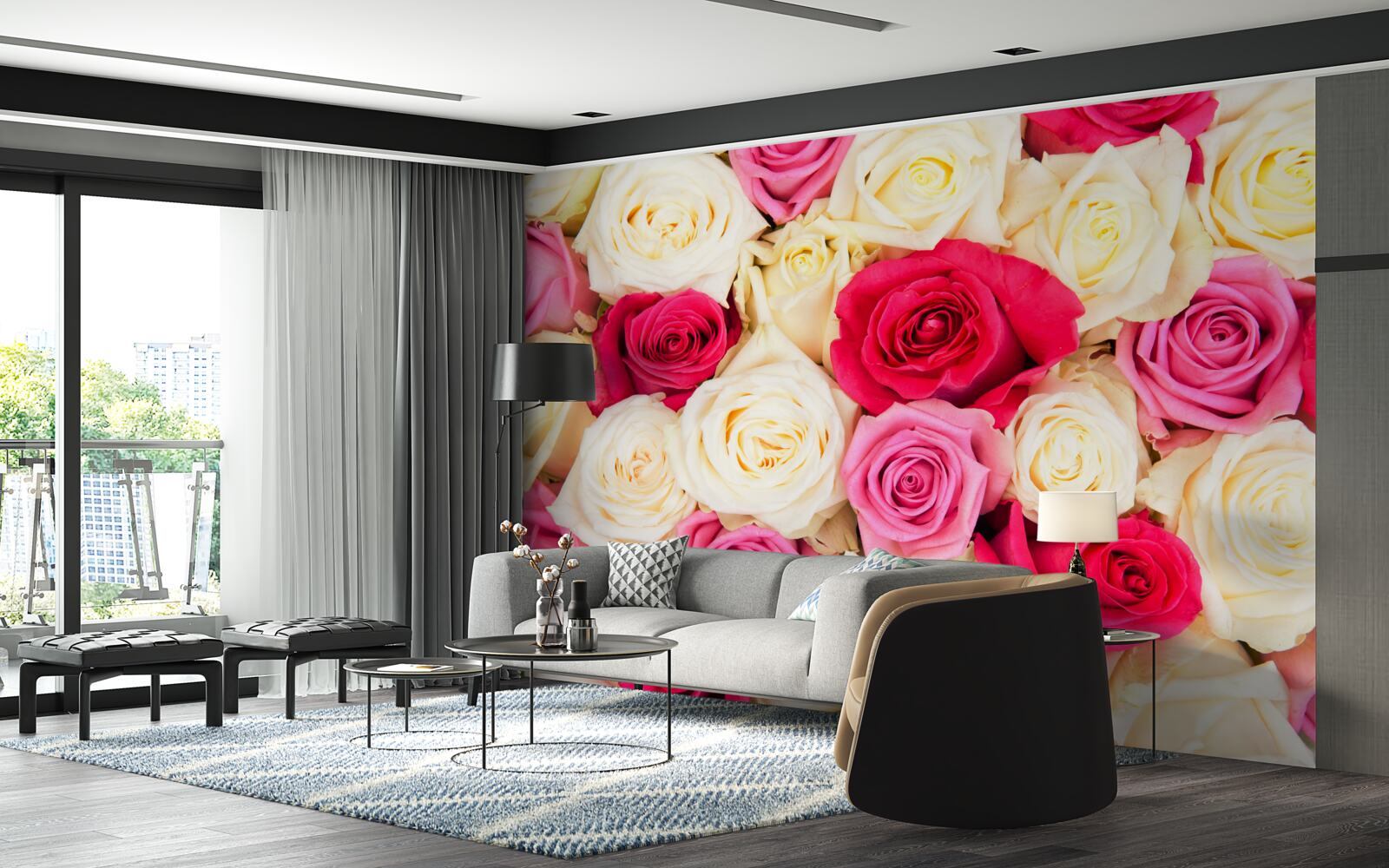 Fototapeta kytica jemných ruží v rôznych prevedeniach