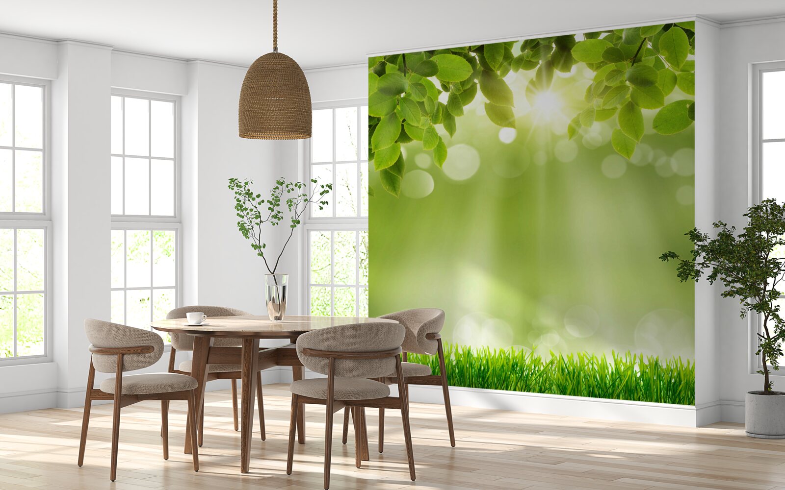 Fototapeta slnečné lúče osvetľujú lúku počas dažďa