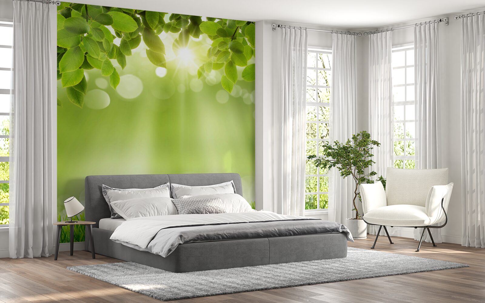 Fototapeta slnečné lúče osvetľujú lúku počas dažďa