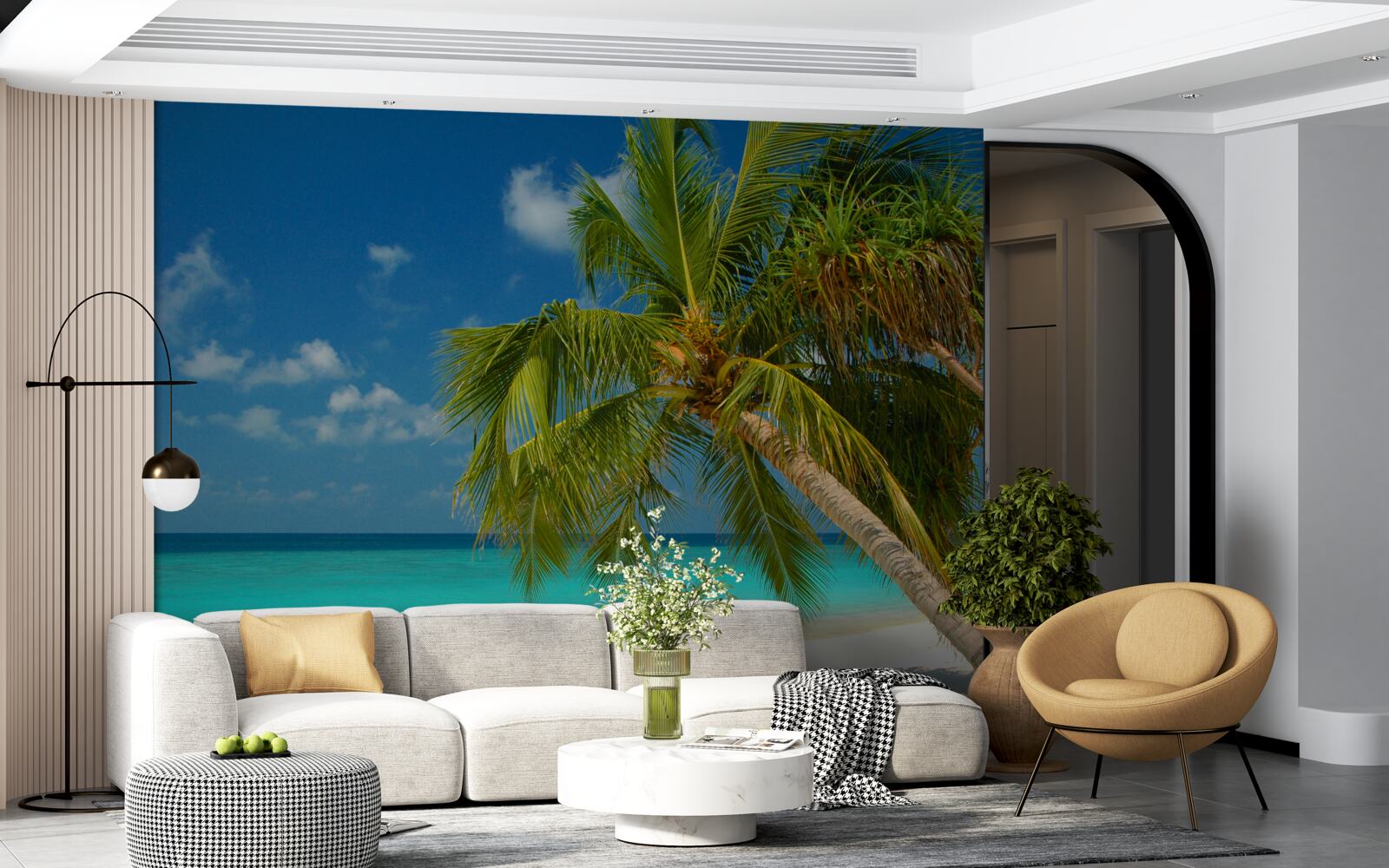 Fototapeta palma na pláži pri oceáne