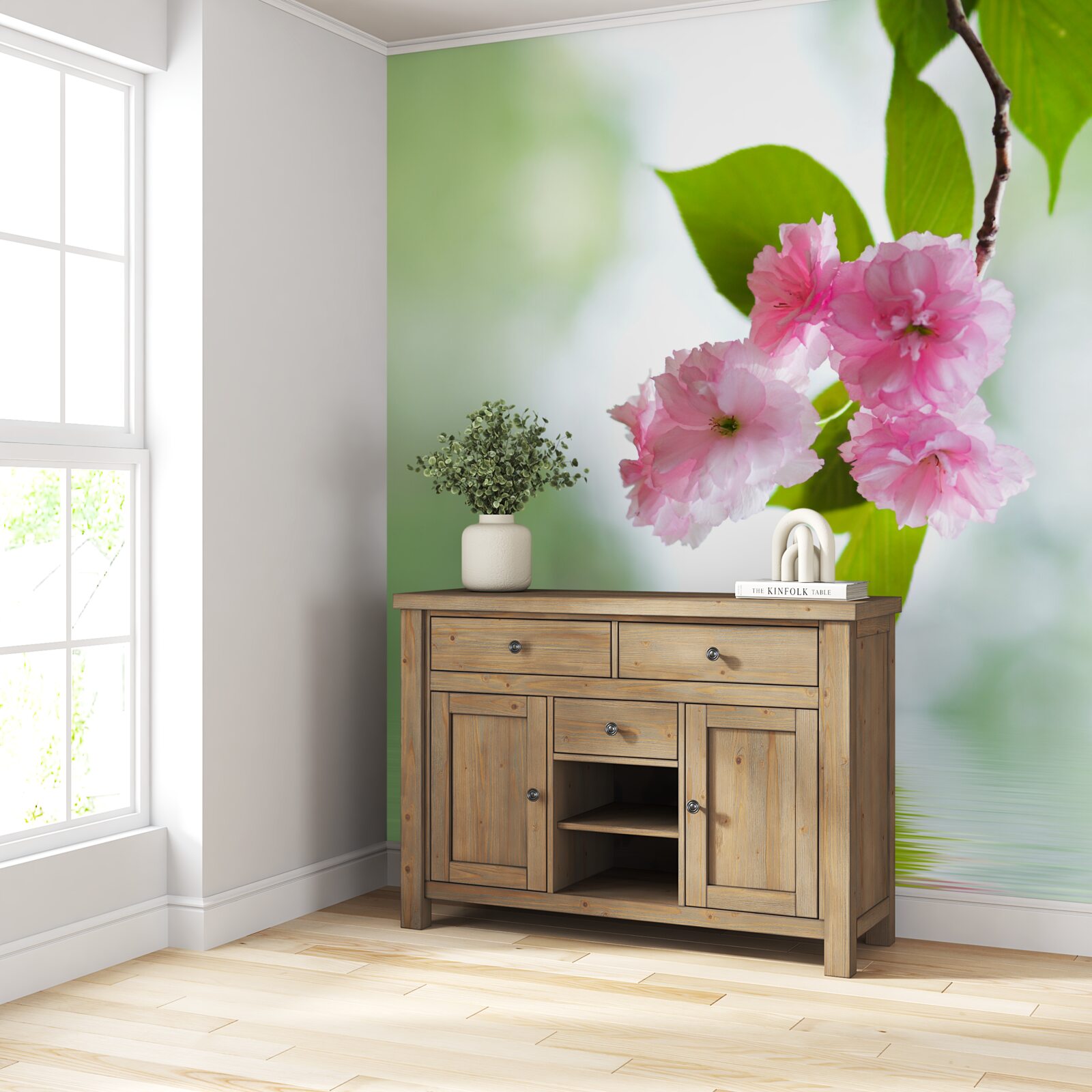 Fototapeta sakury kvitnúce na konároch pri vode