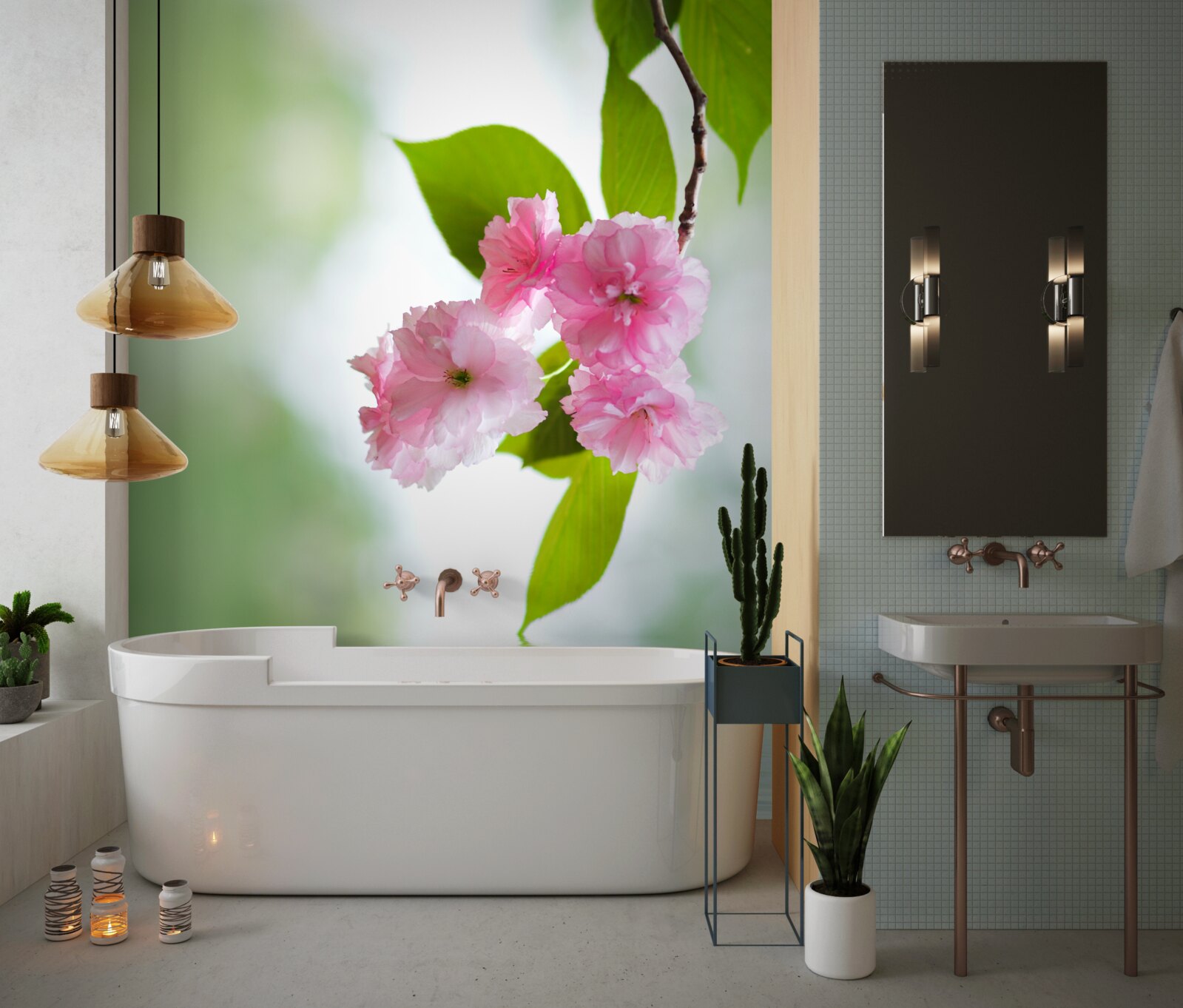 Fototapeta sakury kvitnúce na konároch pri vode