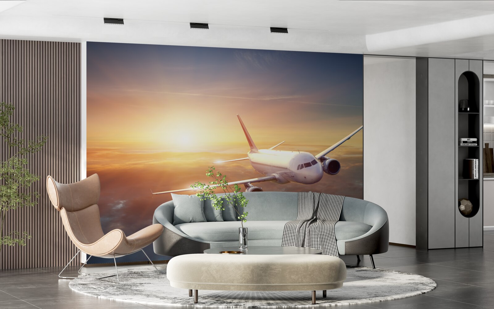 Fototapeta lietadlo chýba pri západe slnka