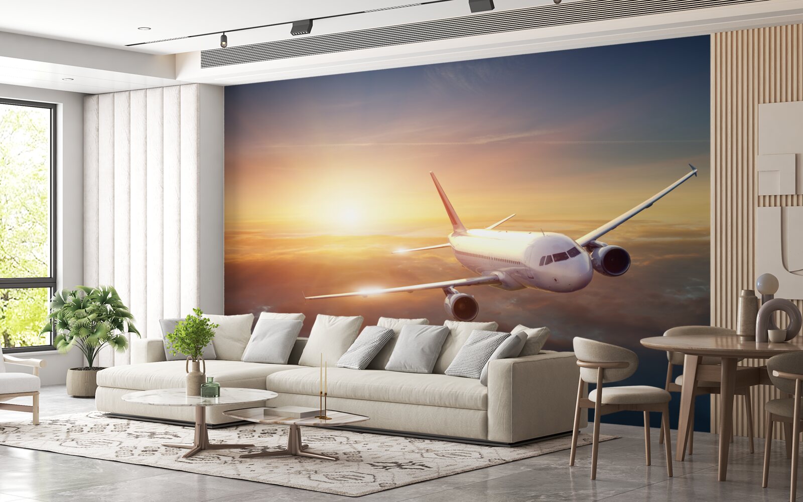 Fototapeta lietadlo chýba pri západe slnka