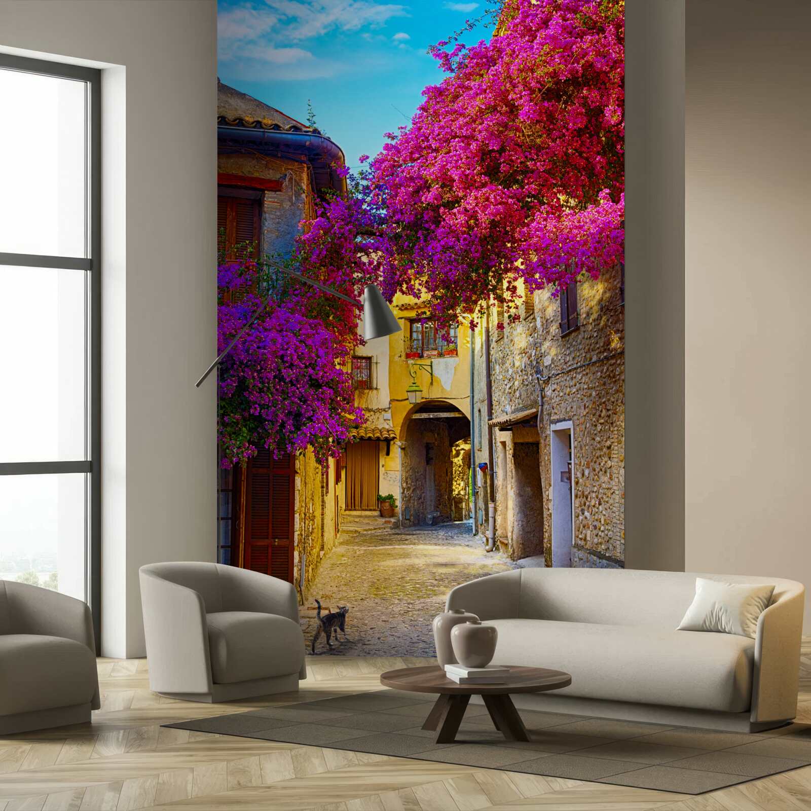 Fototapeta fialové kvety zdobia hradby starobylého mesta