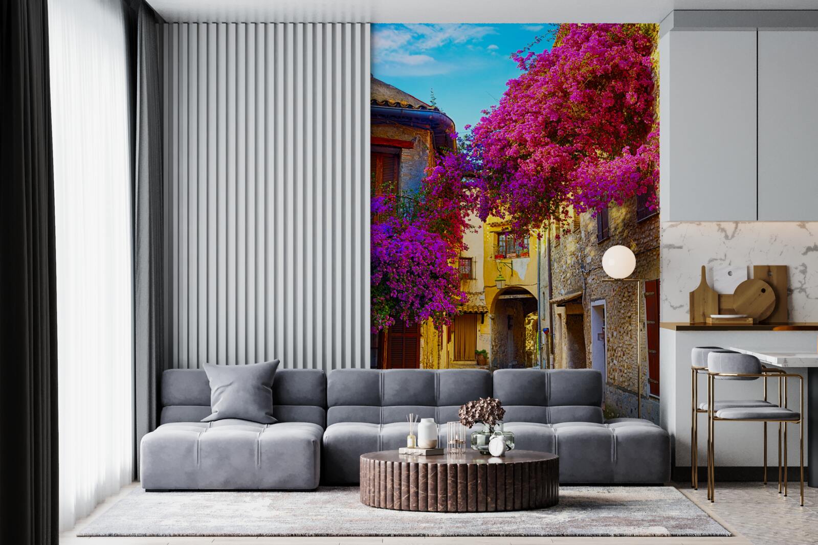 Fototapeta fialové kvety zdobia hradby starobylého mesta