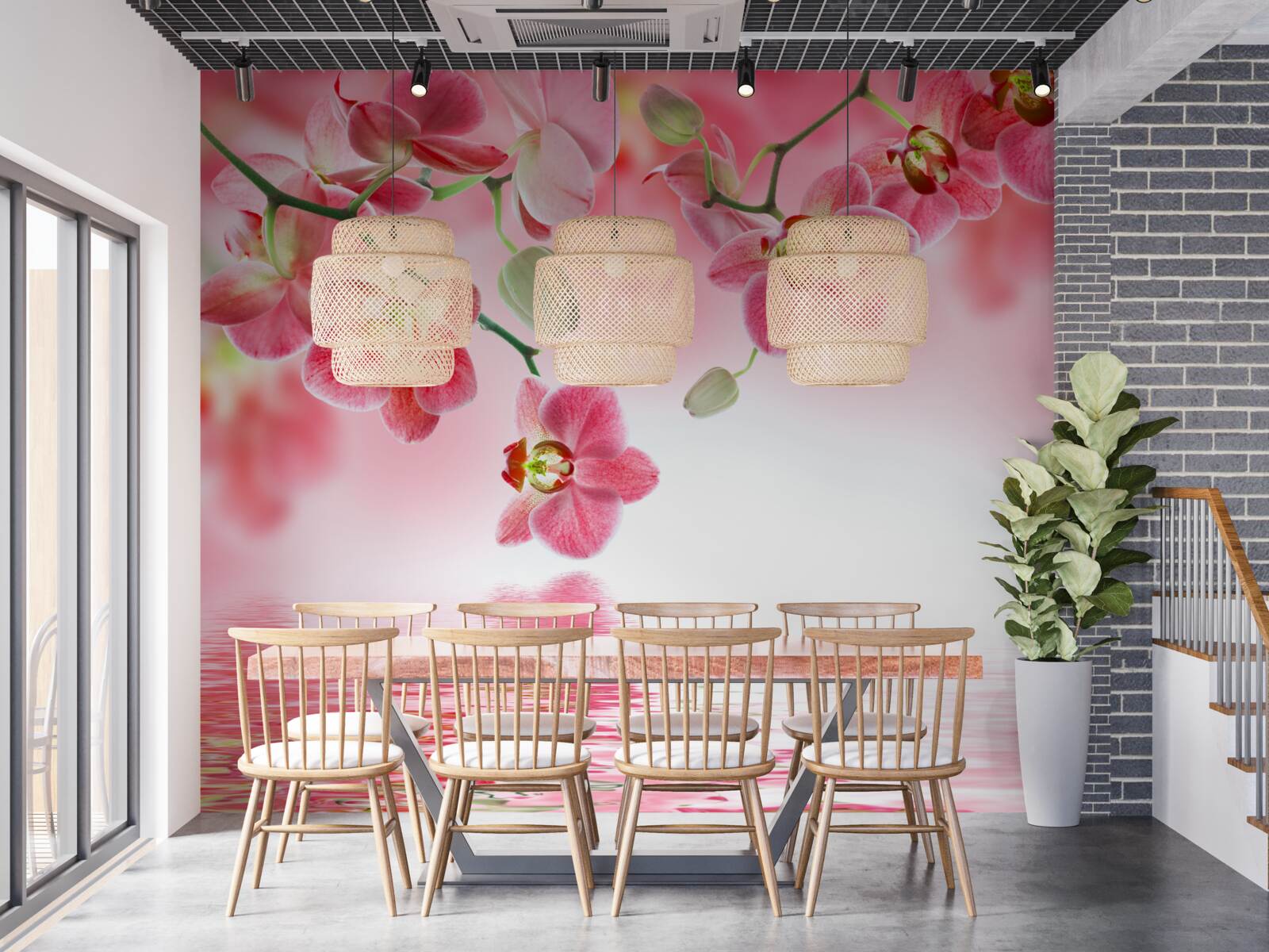 Fototapeta červená orchidea na strmom visí nad Vodou