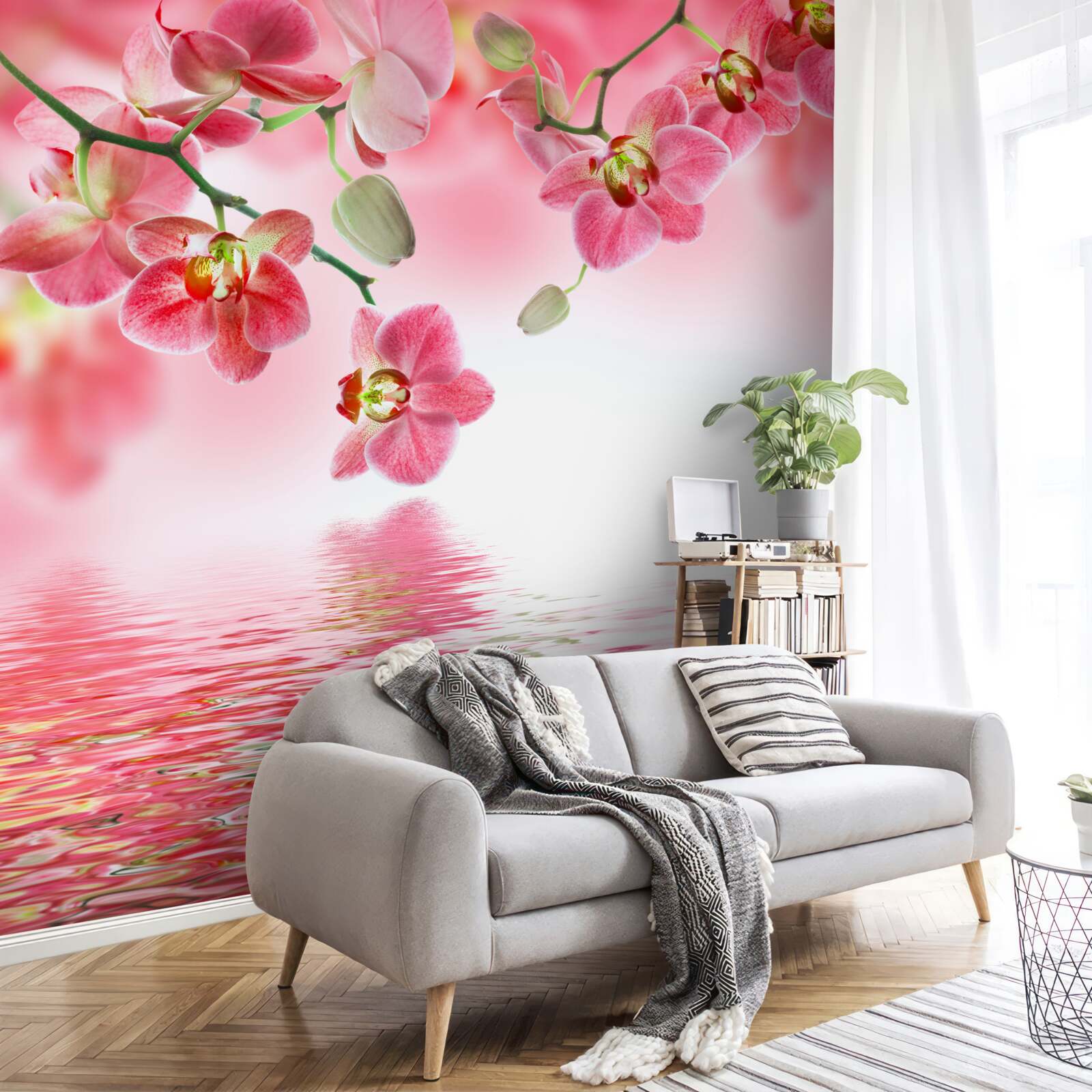 Fototapeta červená orchidea na strmom visí nad Vodou