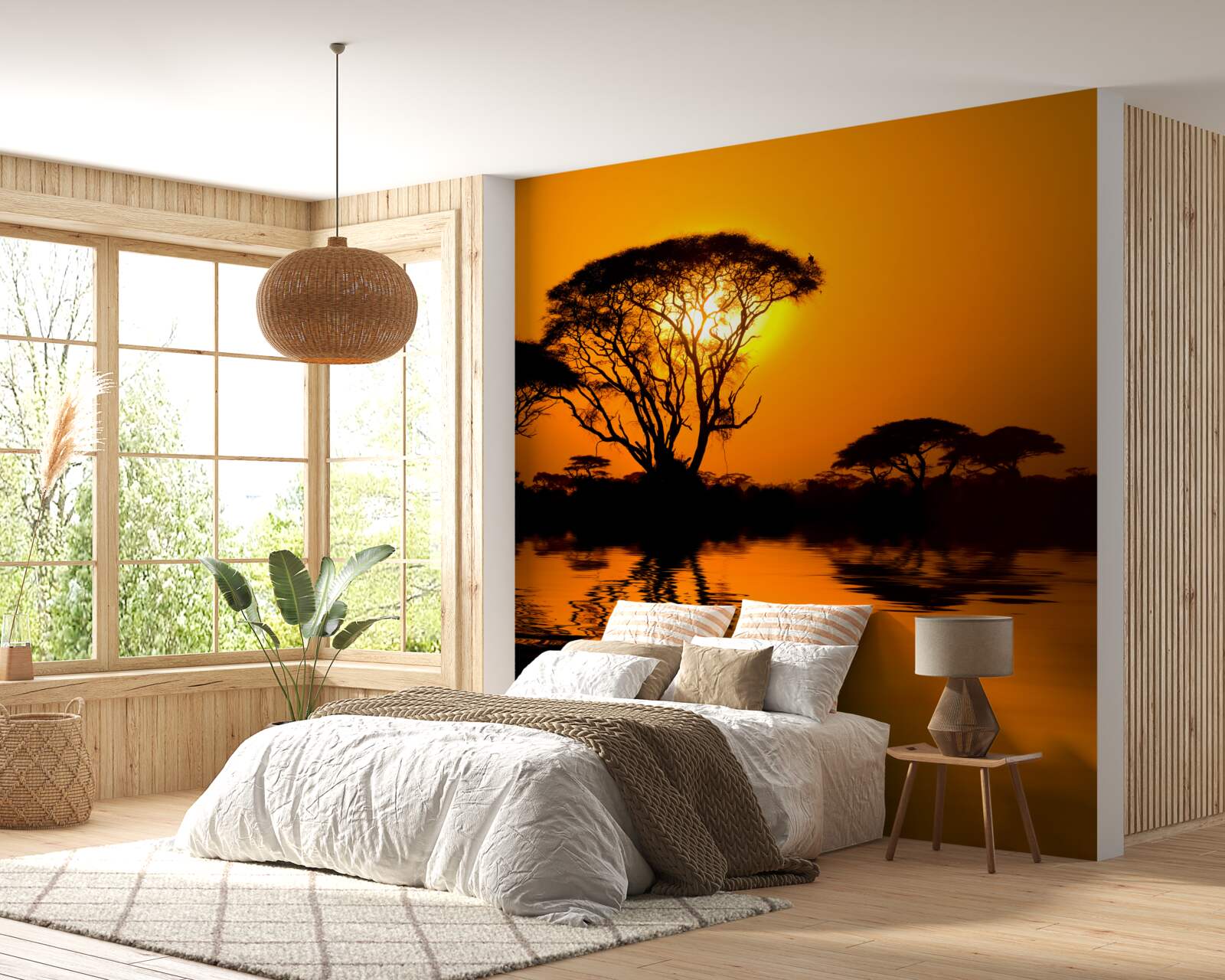 Fototapeta západ slnka v púšti odrážajúci sa vo vode