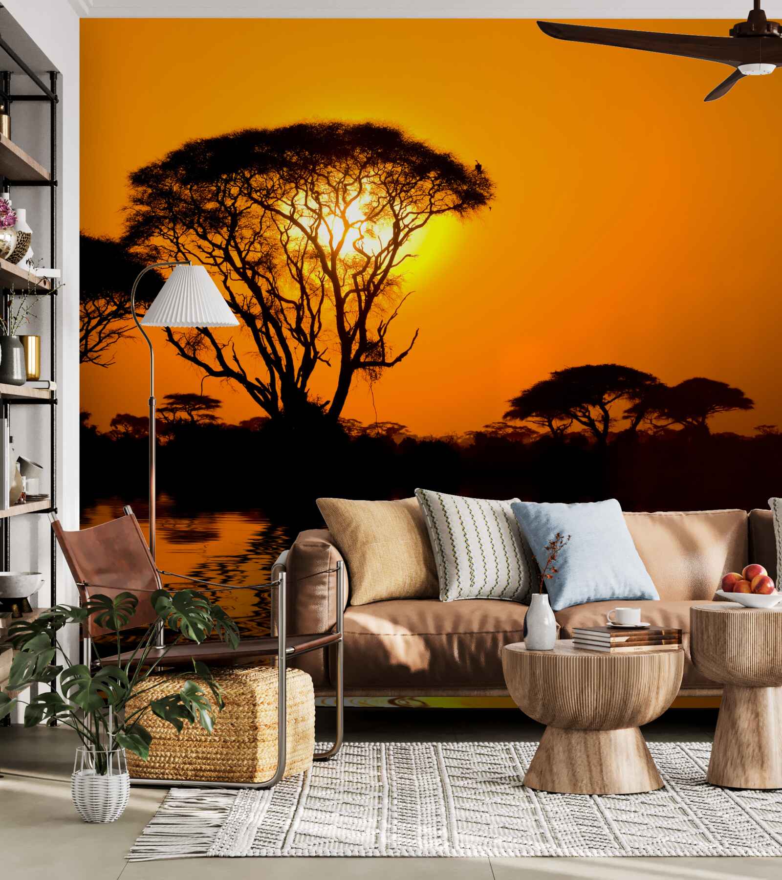 Fototapeta západ slnka v púšti odrážajúci sa vo vode