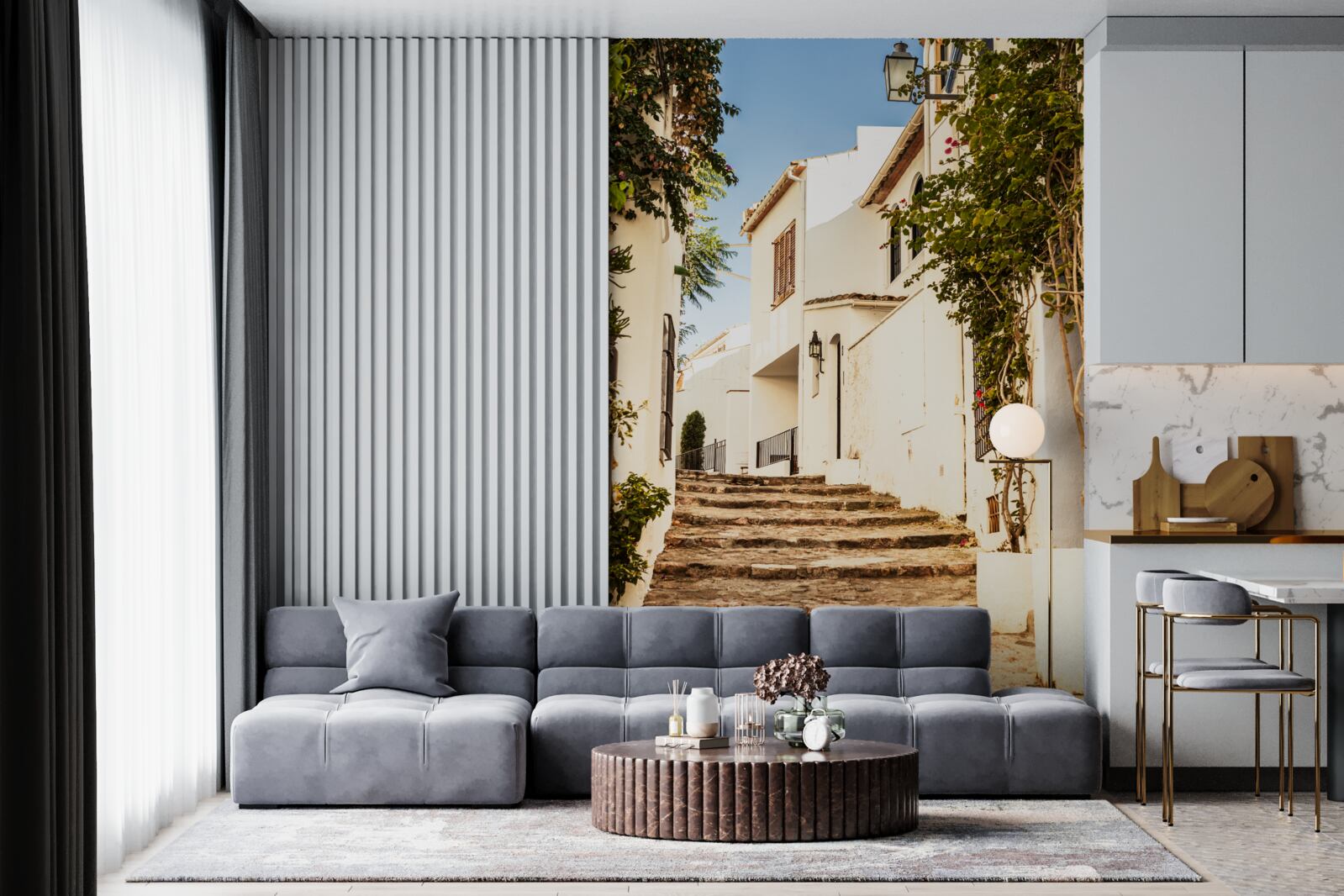 Fototapeta zeleň na starej ulici v Grécku