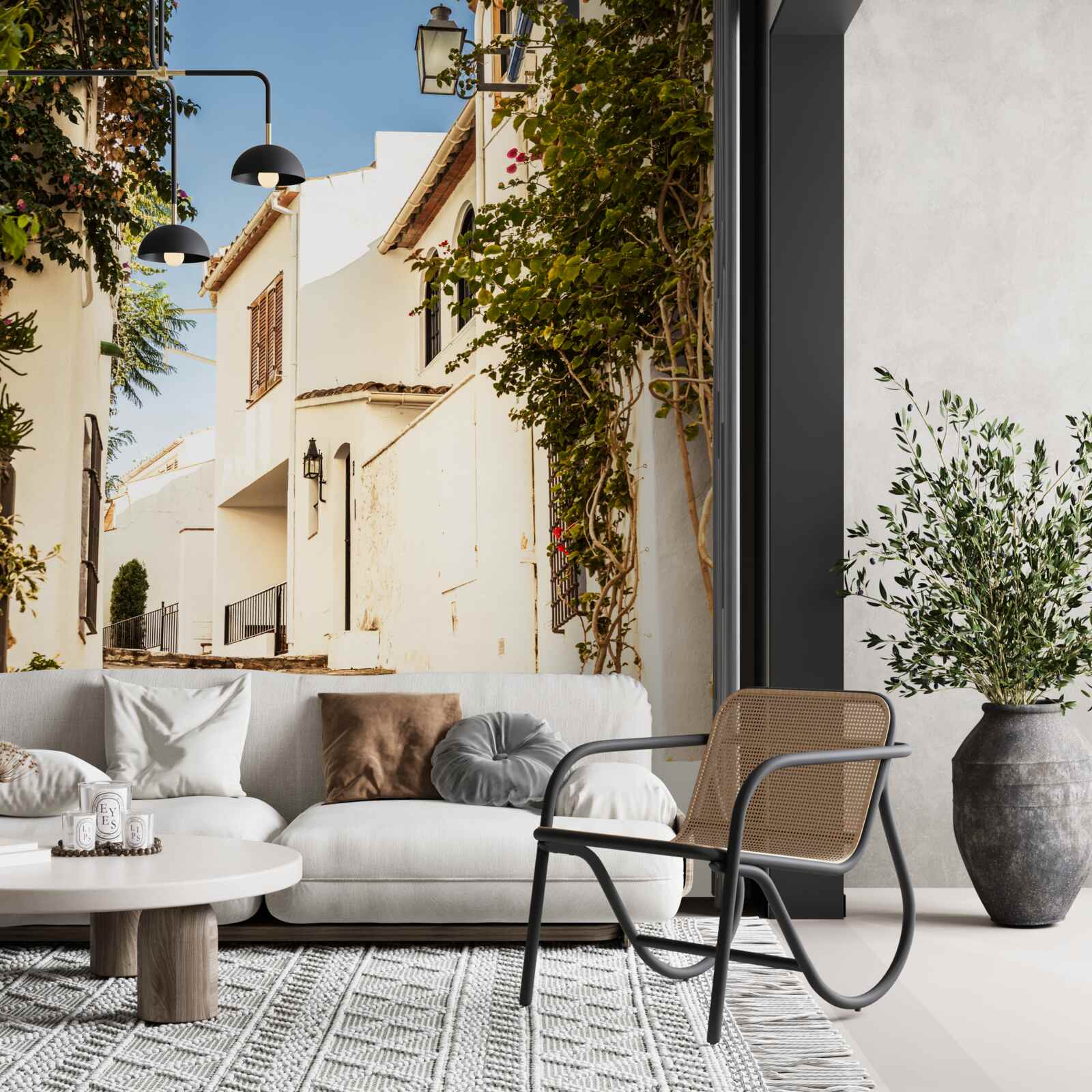 Fototapeta zeleň na starej ulici v Grécku