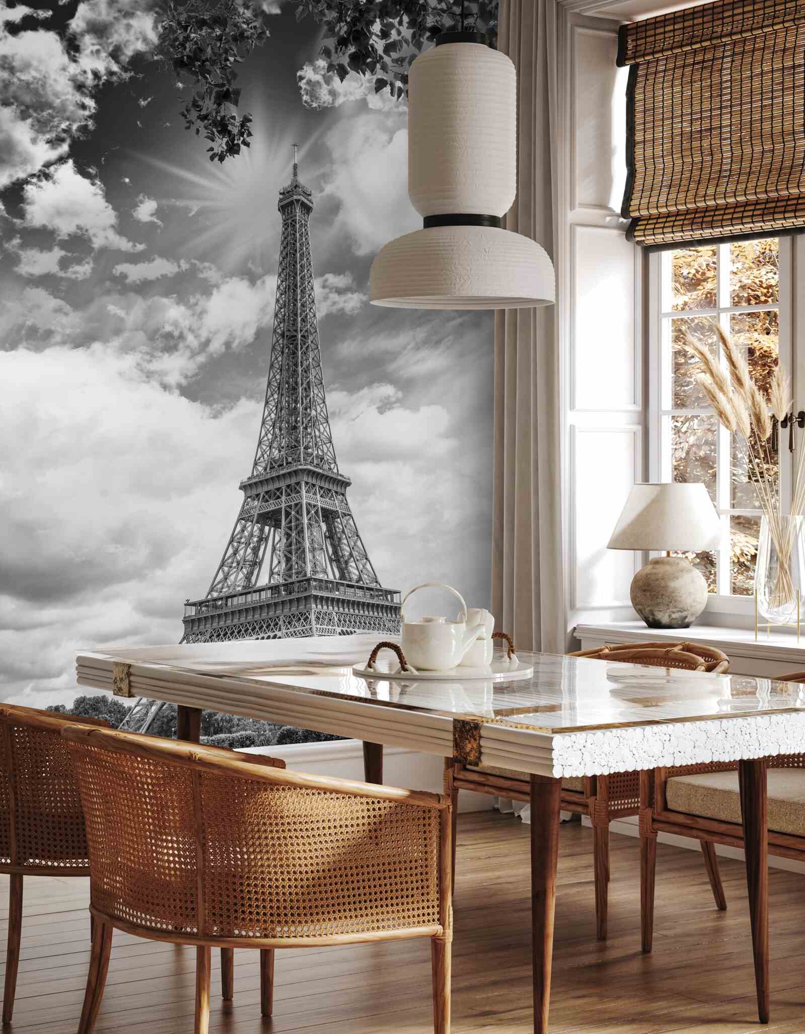 Fototapeta Eiffelova veža v čiernej a belšia na soli