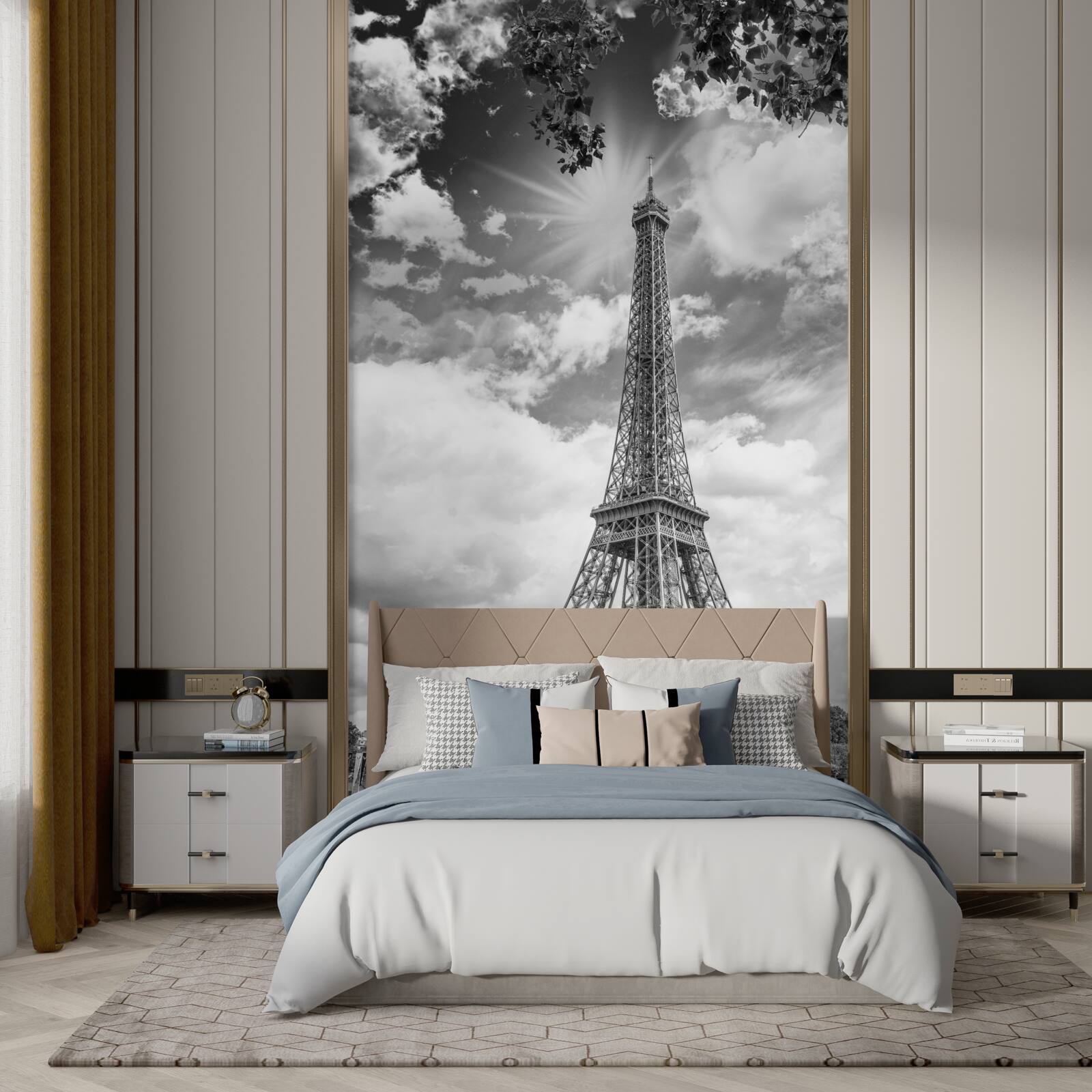 Fototapeta Eiffelova veža v čiernej a belšia na soli