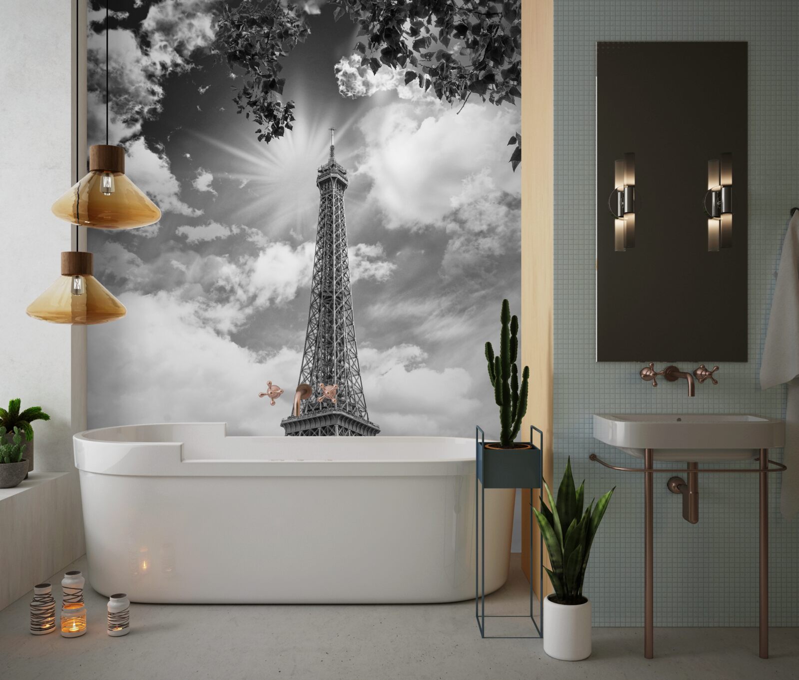 Fototapeta Eiffelova veža v čiernej a belšia na soli