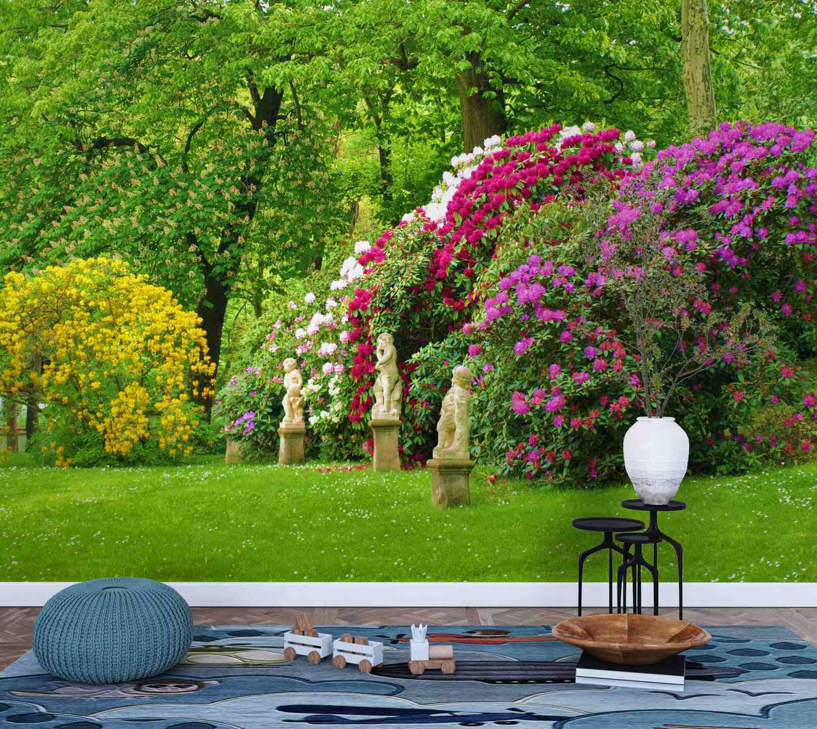 Fototapeta kríky rôznych farieb medzi zeleň